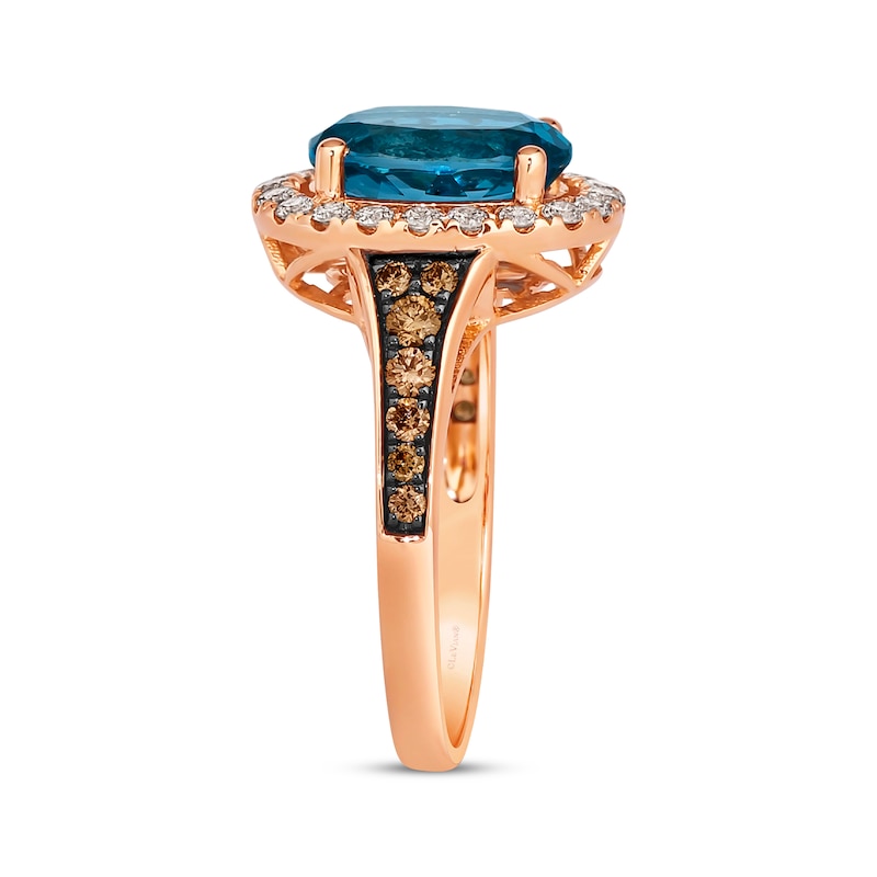 Le Vian Oval-Cut Blue Topaz Ring 5/8 ct tw Diamonds Strawberry Gold Plated