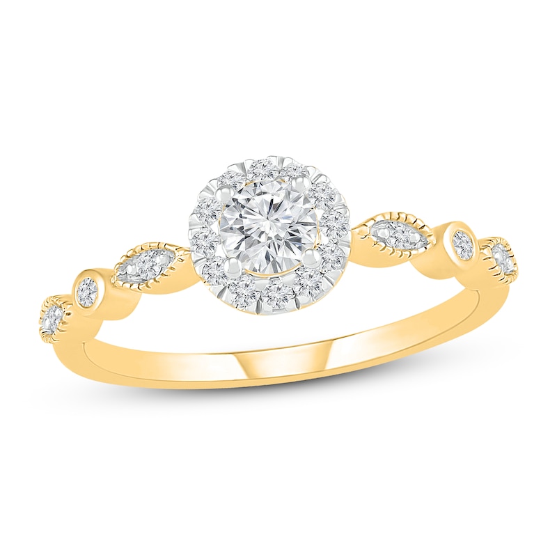 Round-cut Diamond Engagement Ring 3/8 ct tw Yellow Gold Plated