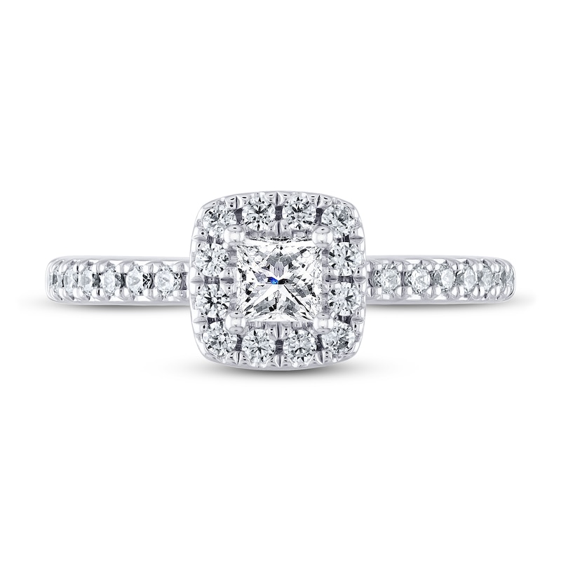THE LEO Diamond Engagement Ring 5/8 ct tw Princess & Round-cut White Gold Plated