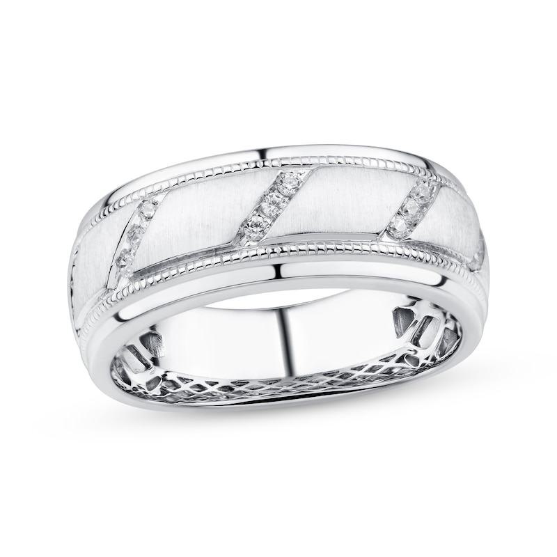 Men's Diamond Wedding Band 1/5 ct tw Round-cut White Gold Plated