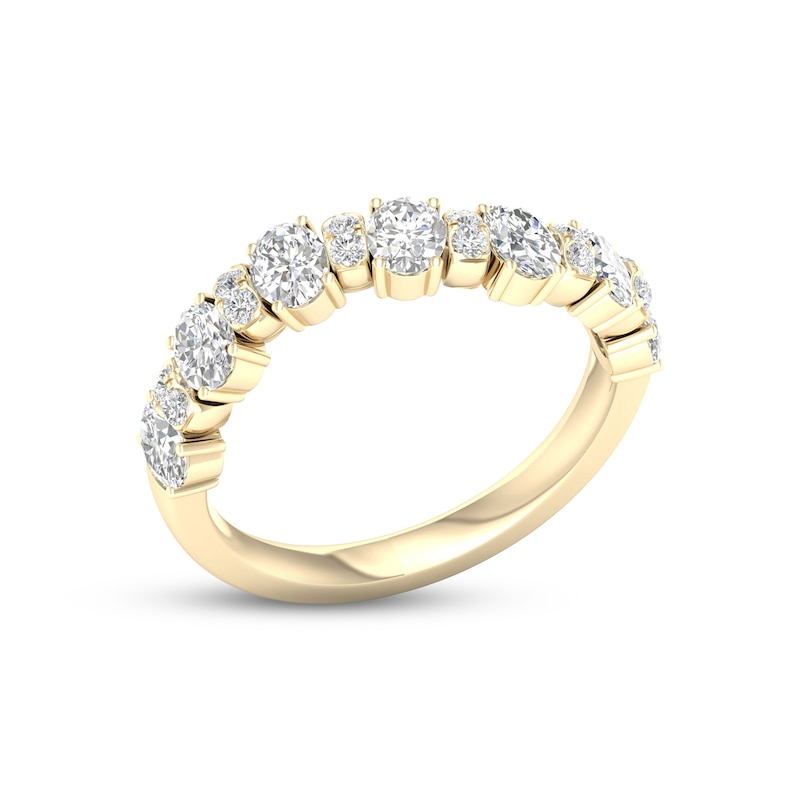 Diamond Ring 1-1/4 ct tw Oval & Round-cut Yellow Gold Plated