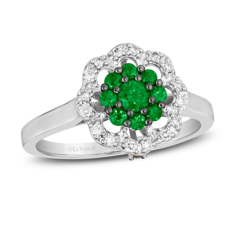 Le Vian Emerald & Diamond Ring 1/10 ct tw Diamonds Vanilla Gold Plated