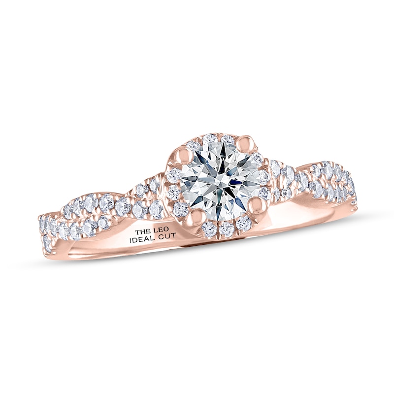 THE LEO Ideal Cut Diamond Engagement Ring 3/4 ct tw Rose Gold Plated