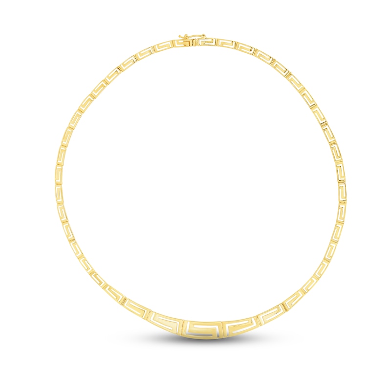 Diamond-Cut Graduating Greek Key Necklace Yellow Gold Plated 17"