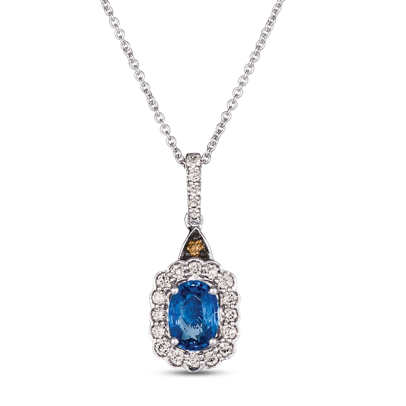 Le Vian Creme Brulee Blue Sapphire Necklace 1/4 ct tw Diamonds Vanilla Gold Plated 19"