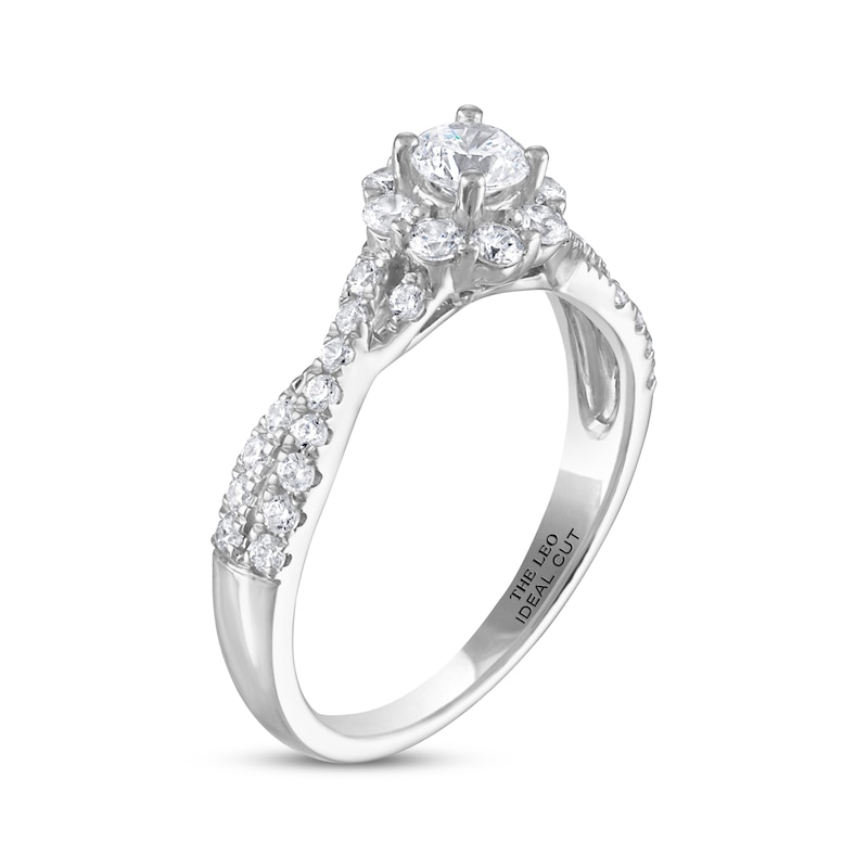 THE LEO Ideal Cut Round Diamond Engagement Ring 3/4 ct tw White Gold Plated