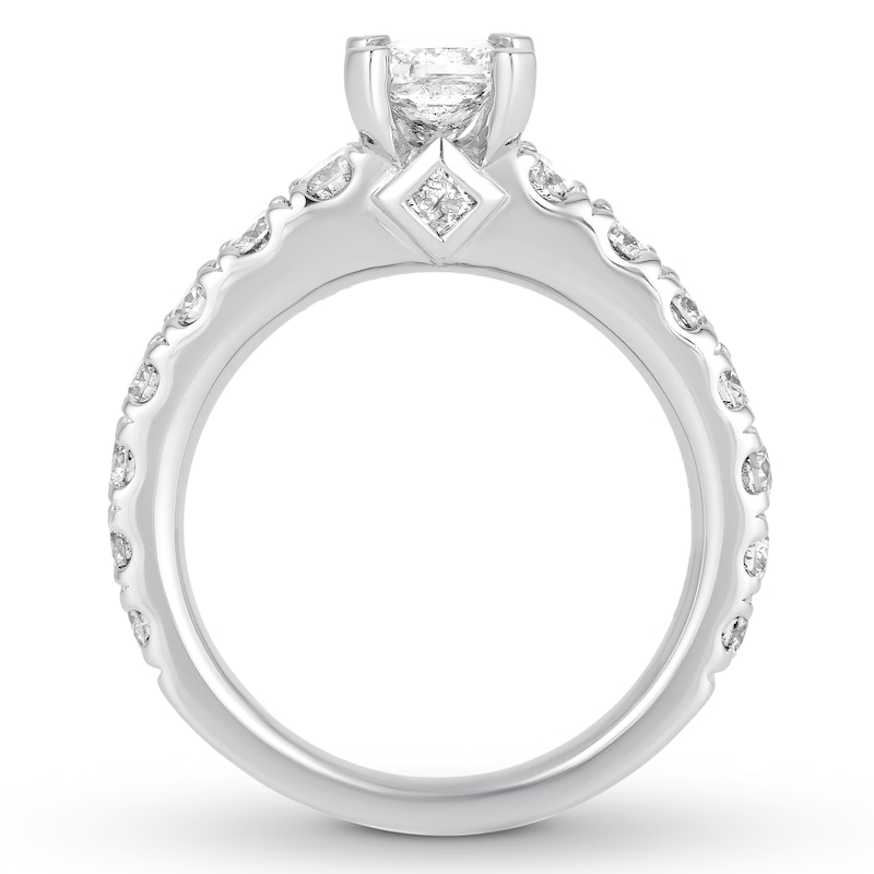 Diamond Engagement Ring 2 ct tw Princess & Round White Gold Plated