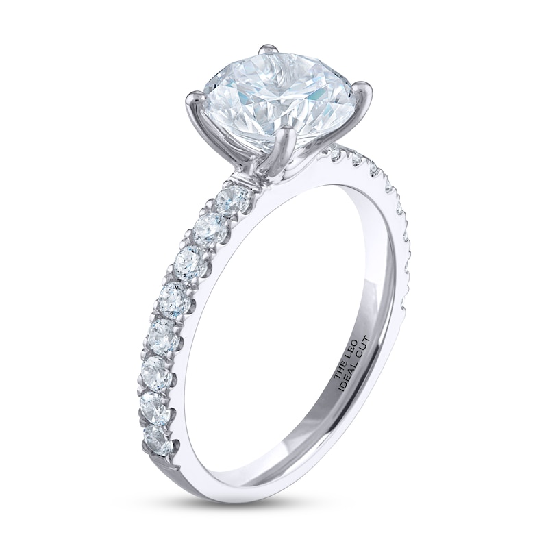 THE LEO Ideal Cut Diamond Engagement Ring 2-3/8 ct tw White Gold Plated