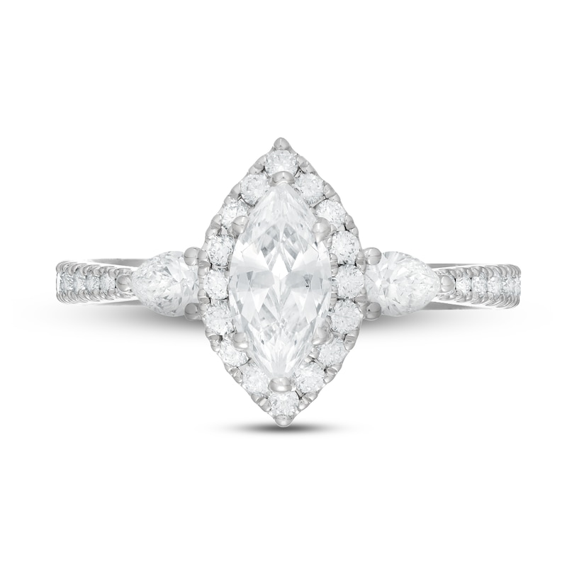 Neil Lane Premiere Diamond Engagement Ring 1-1/3 ct tw Marquise/Pear/Round-Cut White Gold Plated