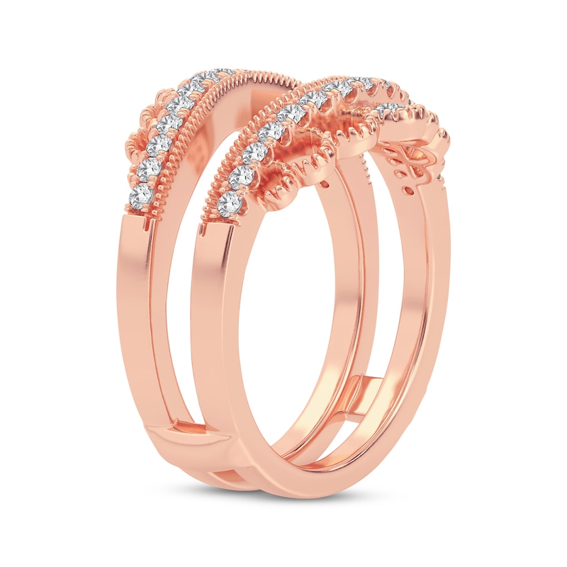 Diamond Vintage Style Enhancer Ring 3/8 ct tw Round-cut Rose Gold Plated