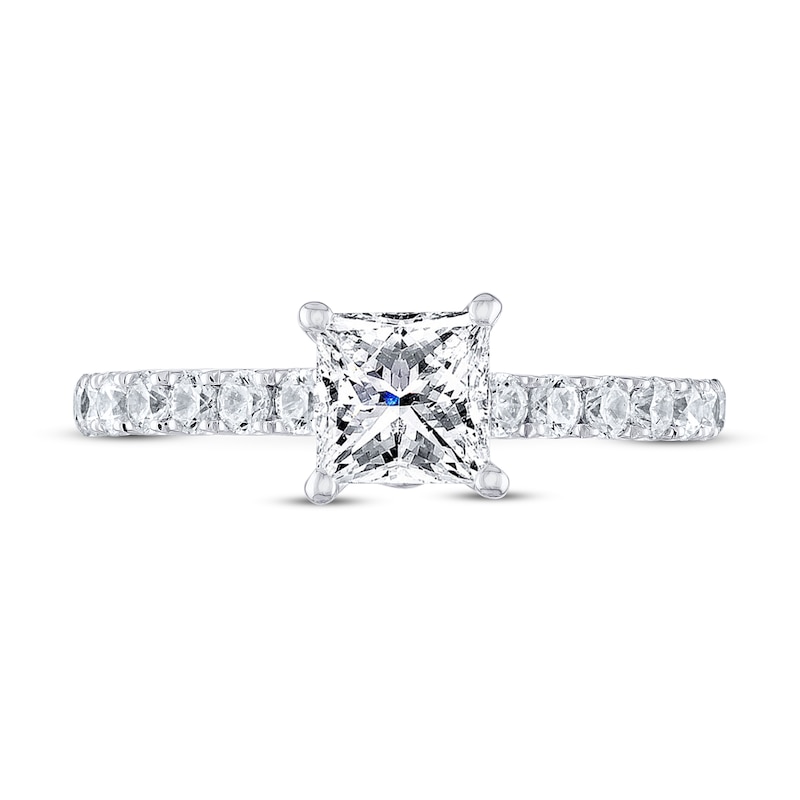THE LEO Diamond Engagement Ring 1-3/8 ct tw Princess & Round-cut White Gold Plated