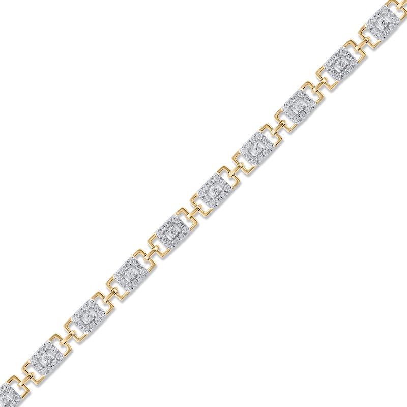 Diamond Grid Link Bracelet 2 ct tw Yellow Gold Plated 7"