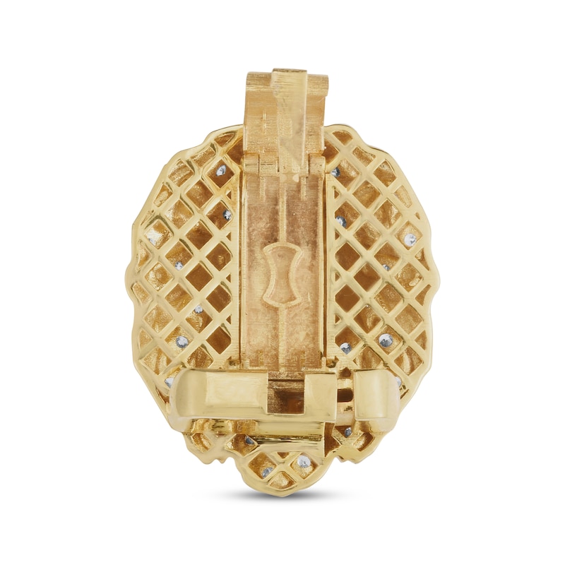 Diamond Lion Charm Clip 1/4 ct tw Yellow Gold Plated