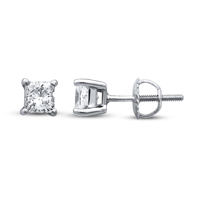 Certified Diamond Princess-cut Earrings 3/4 ct tw White Gold Plated