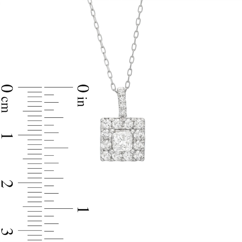 Diamond Necklace 1 ct tw Princess & Round-cut White Gold Plated 18"