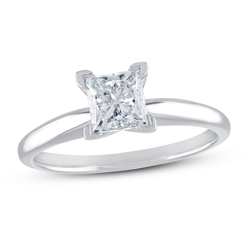 Diamond Solitaire Engagement Ring 1-1/2 ct tw Princess-cut White Gold Plated