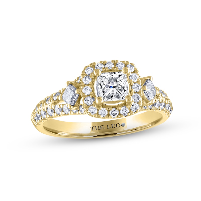 THE LEO Diamond Engagement Ring 1-1/8 ct tw Princess & Round-cut Yellow Gold Plated