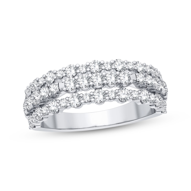 Diamond Three-Row Anniversary Band 1 ct tw Round-cut White Gold Plated
