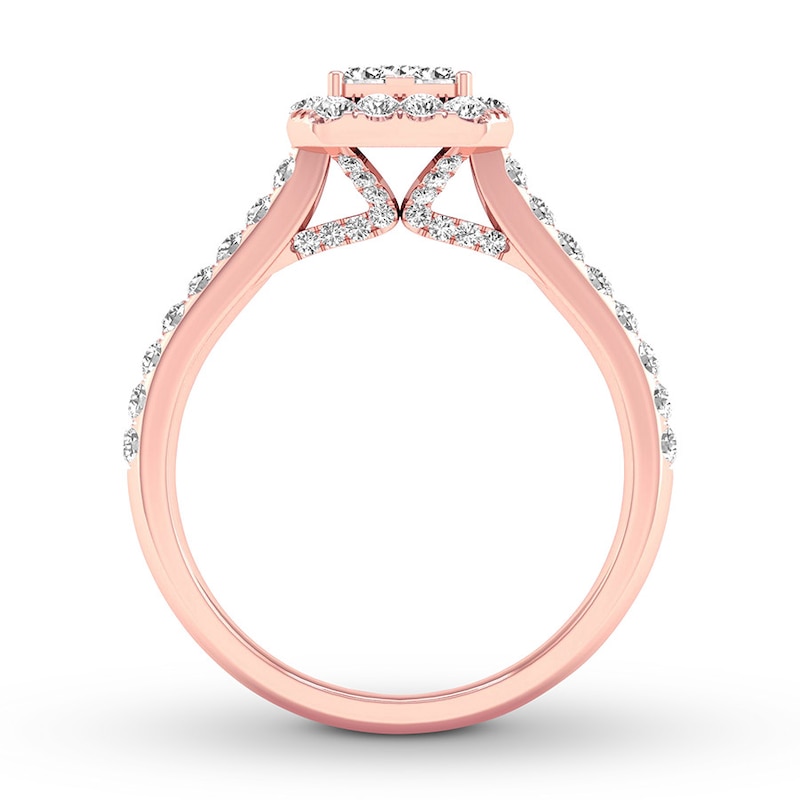 Diamond Engagement Ring 3/4 ct tw Round-cut Rose Gold Plated