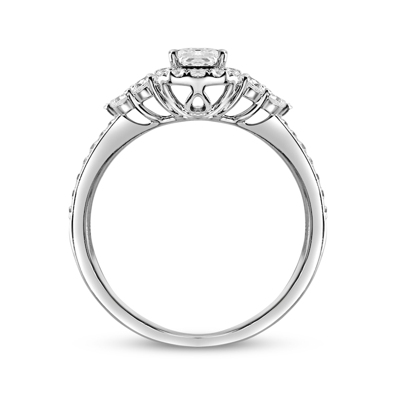 Emerald-Cut Diamond Halo Engagement Ring 1 ct tw White Gold Plated