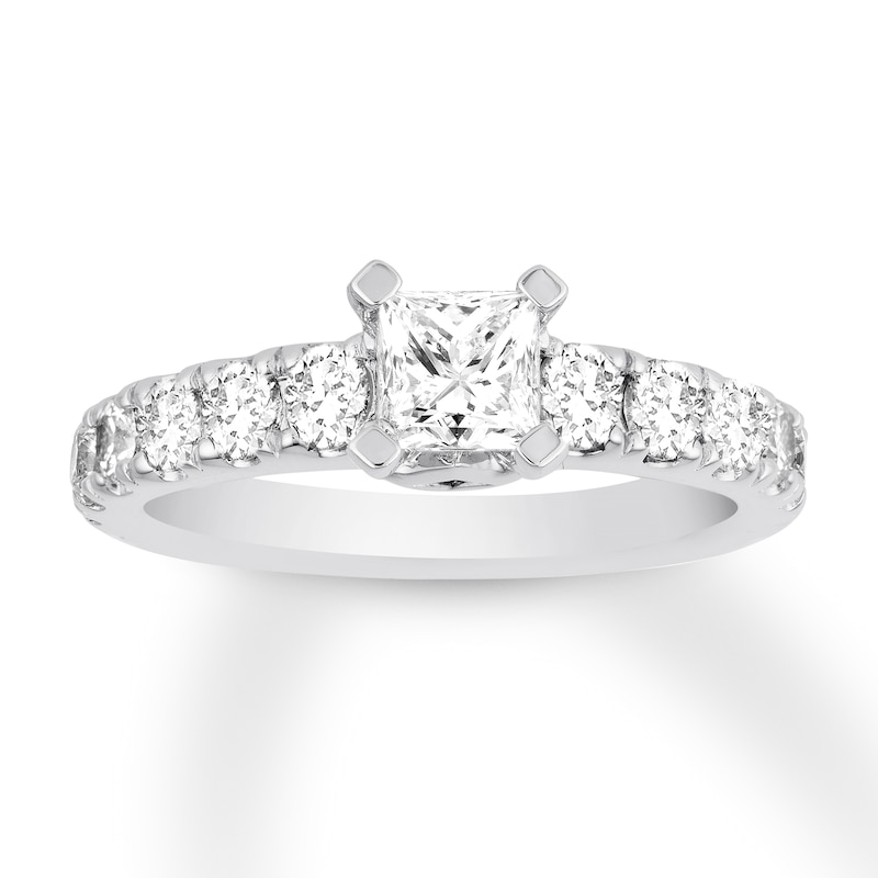 Diamond Engagement Ring 2 ct tw Princess & Round White Gold Plated
