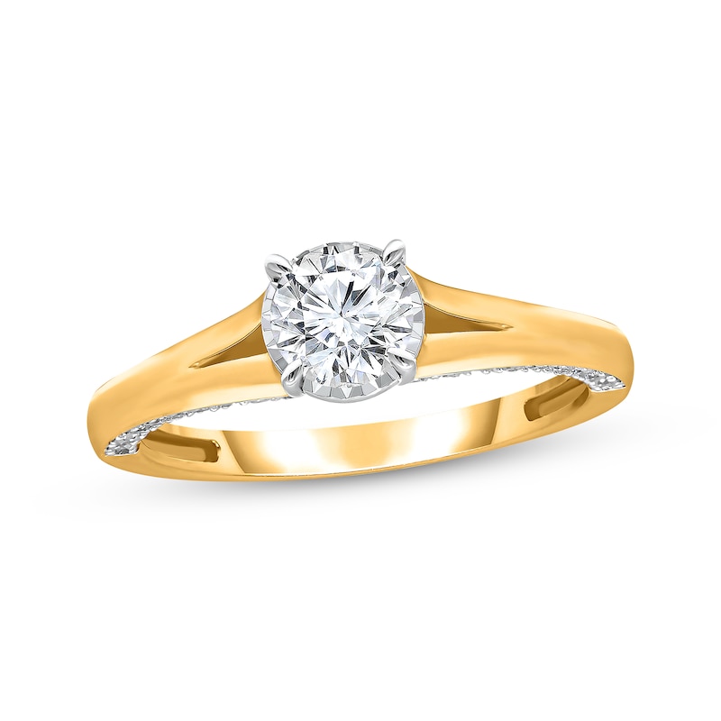Round-Cut Diamond Solitaire Ring 1 ct tw Yellow Gold Plated