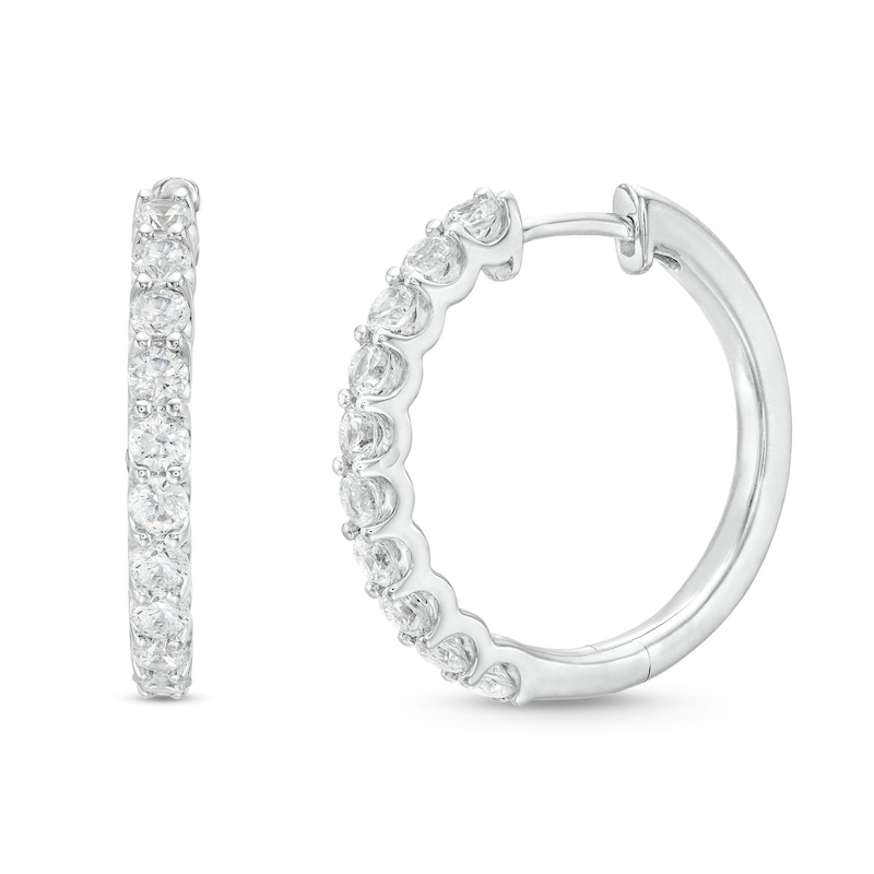 THE LEO Diamond Hoop Earrings 1 ct tw White Gold Plated