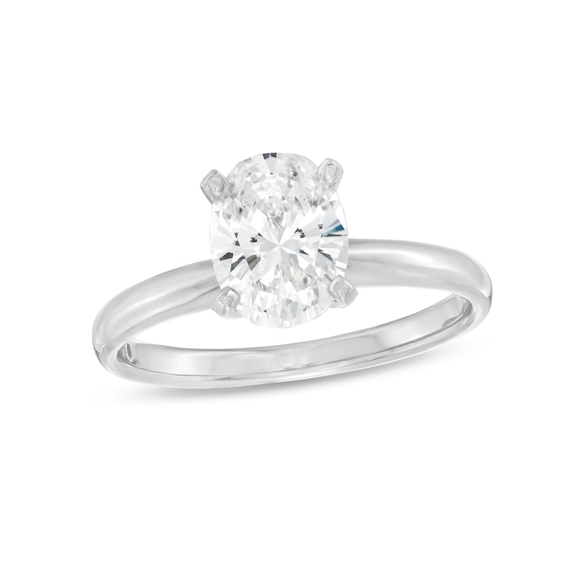 Oval-Cut Diamond Solitaire Engagement Ring 2 ct tw White Gold Plated