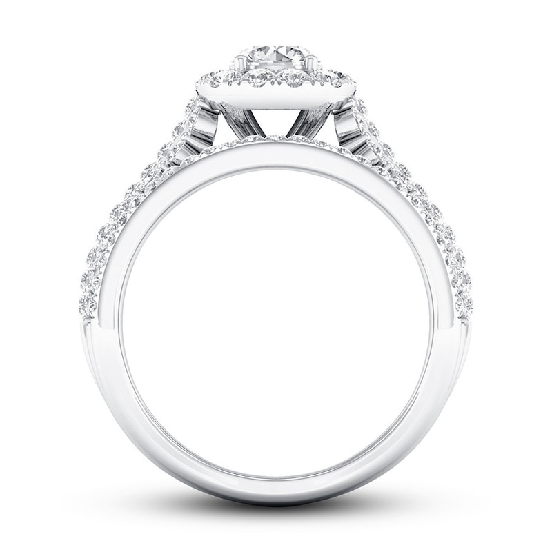 Certified Diamond Engagement Ring 1-3/8 ct tw White Gold Plated