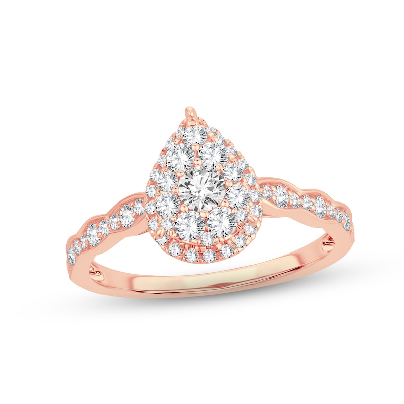 Diamond Engagement Ring 5/8 ct tw Round-cut Rose Gold Plated