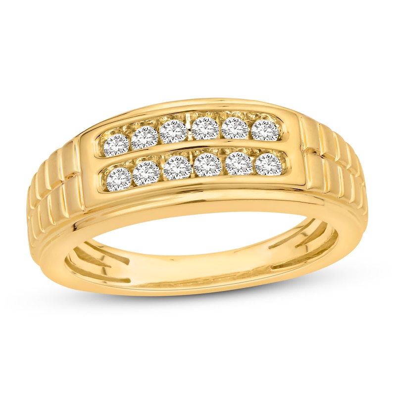Men's Diamond Wedding Band 1/2 ct tw Yellow Gold Plated