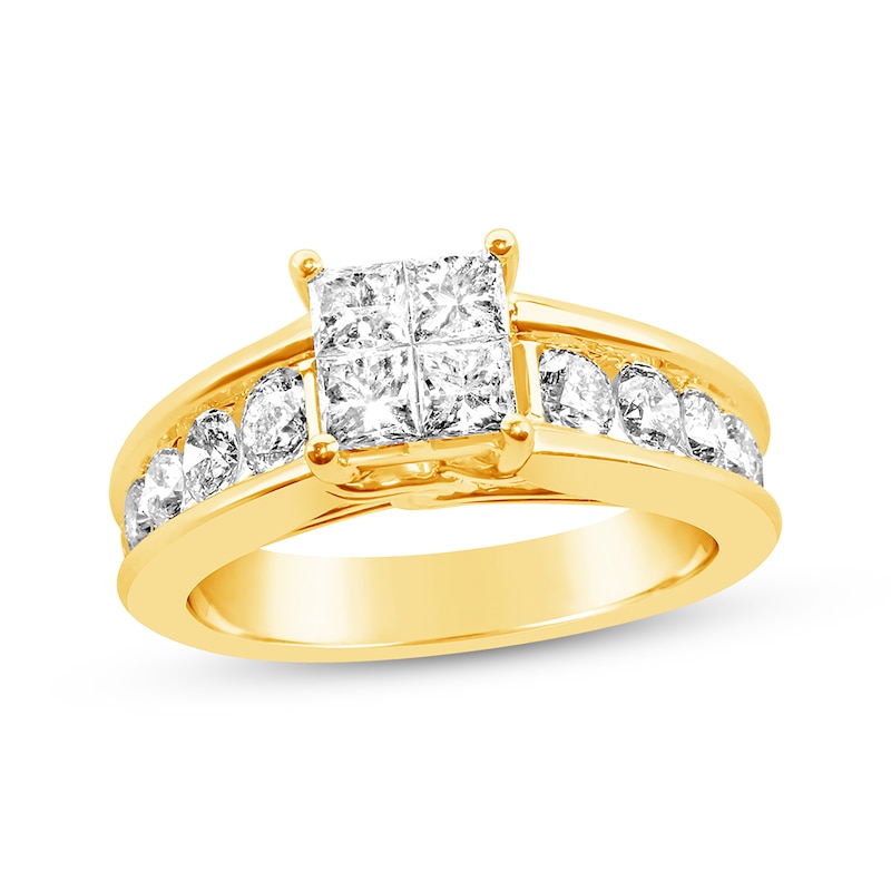 Princess-cut Diamond Engagement Ring 1-7/8 ct tw Yellow Gold Plated