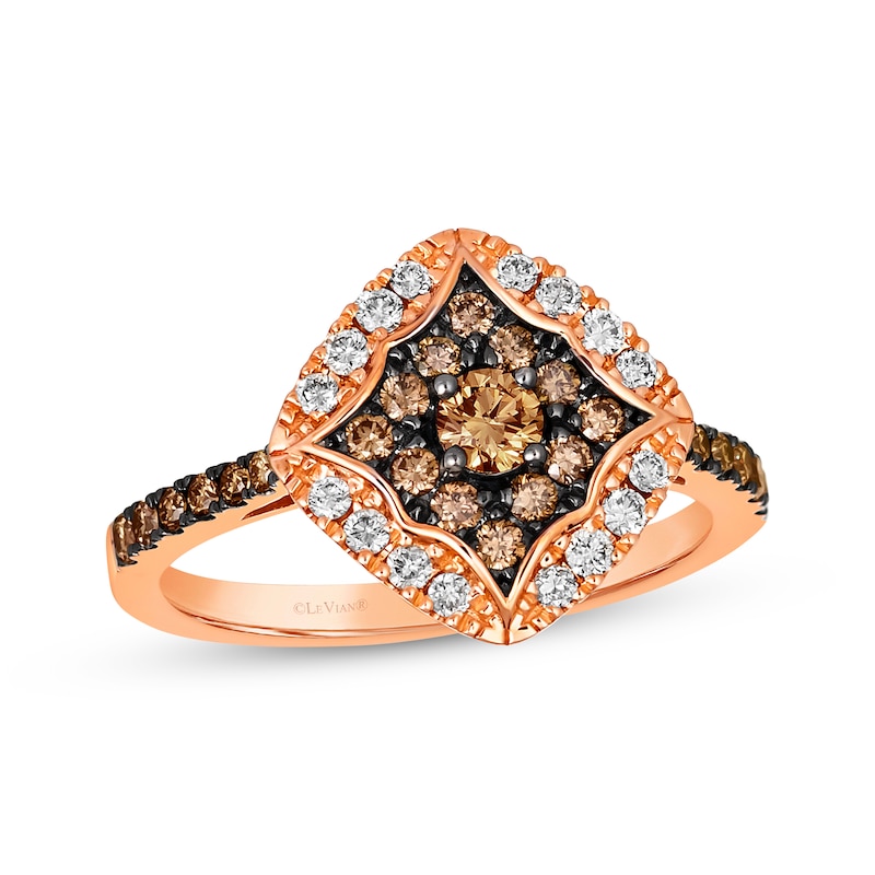 Le Vian Chocolate Diamond Ring 3/4 ct tw Strawberry Gold Plated
