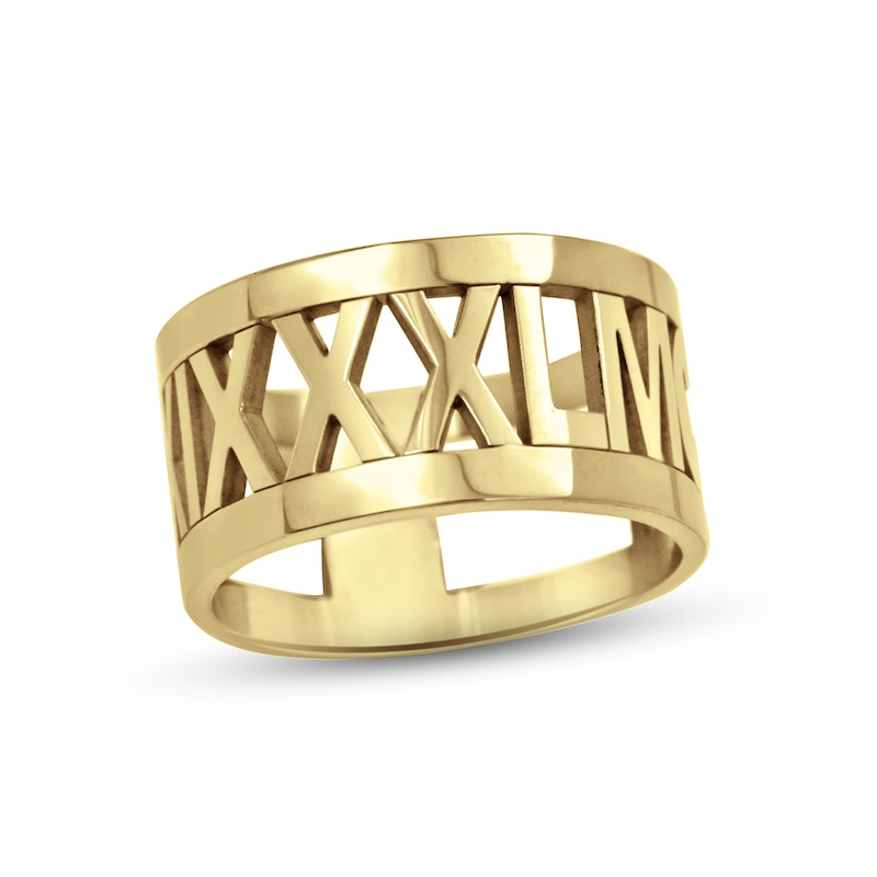 Roman Numeral Ring Yellow Gold Plated