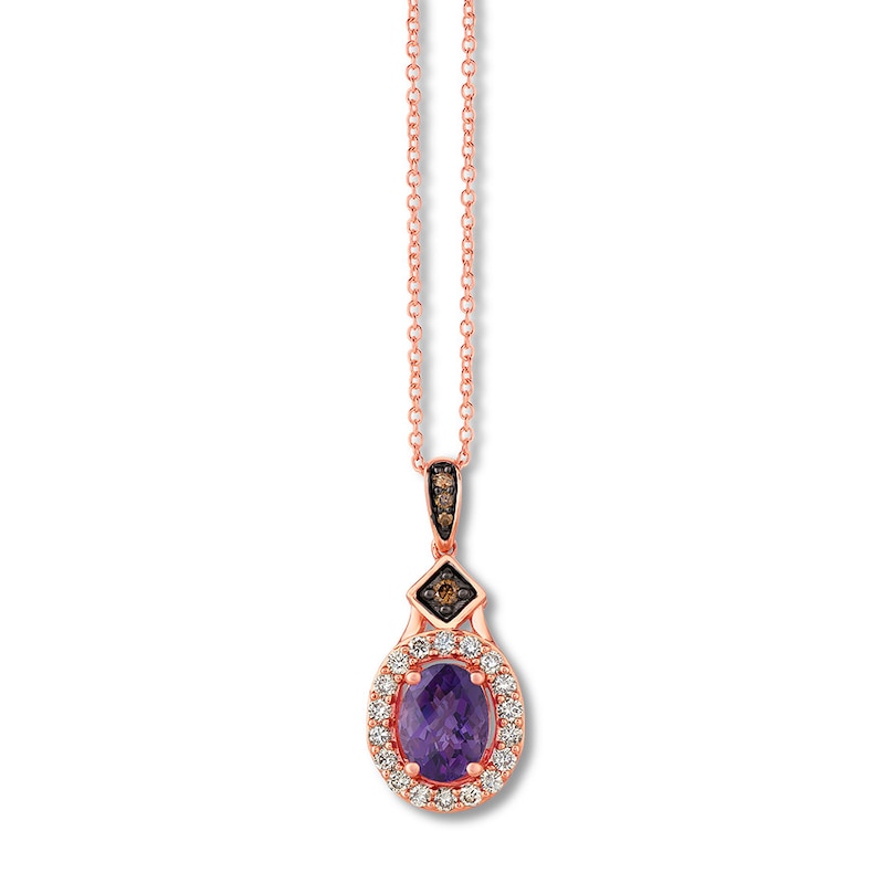 Le Vian Amethyst Necklace 1/3 ct tw Diamonds Gold Plated