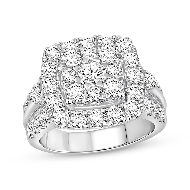 Diamond Engagement Ring 3 ct tw Round-cut White Gold Plated