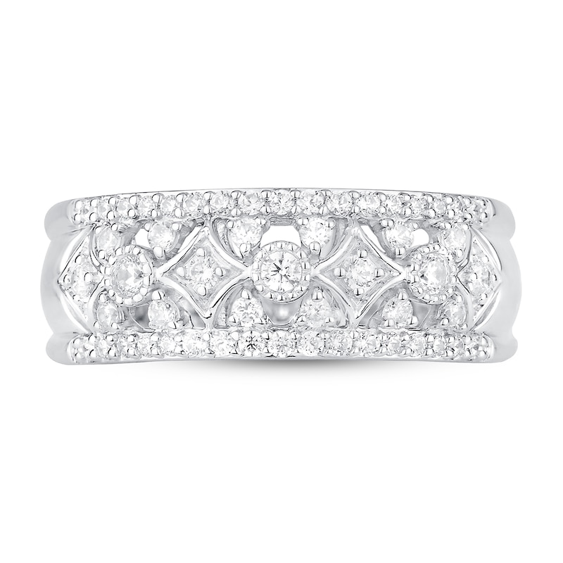 Diamond Anniversary Ring 1/2 ct tw White Gold Plated