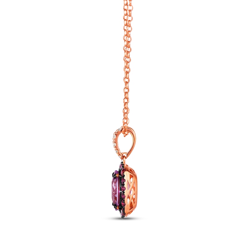 Le Vian Venetian Mosaic Pink Quartz & Rhodolite Garnet Necklace 1/8 ct tw Diamonds Strawberry Gold Plated 19"