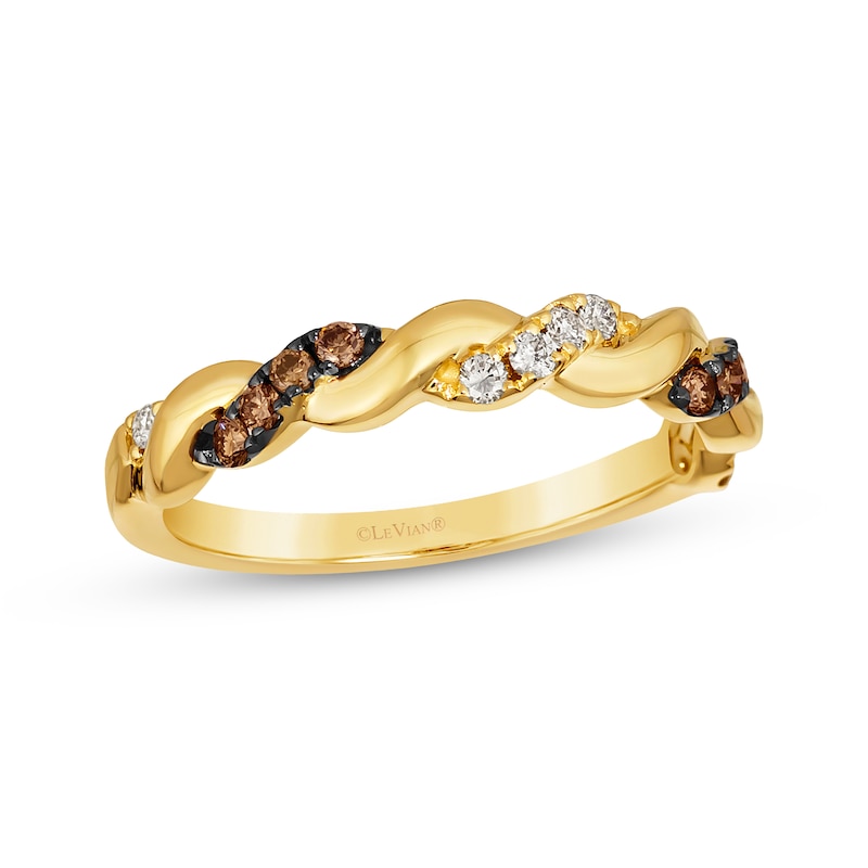 Le Vian Chocolate Twist Round-Cut Diamond Ring 1/3 ct tw Honey Gold Plated