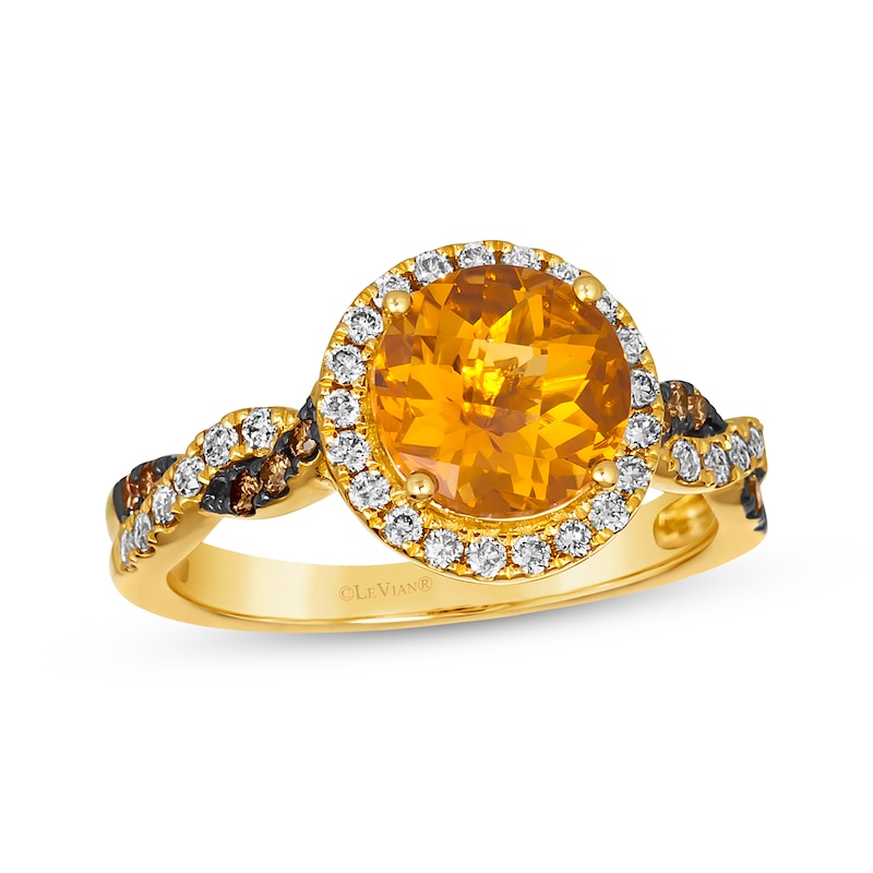 Le Vian Chocolate Twist Citrine Ring 3/8 ct tw Diamonds Honey Gold Plated