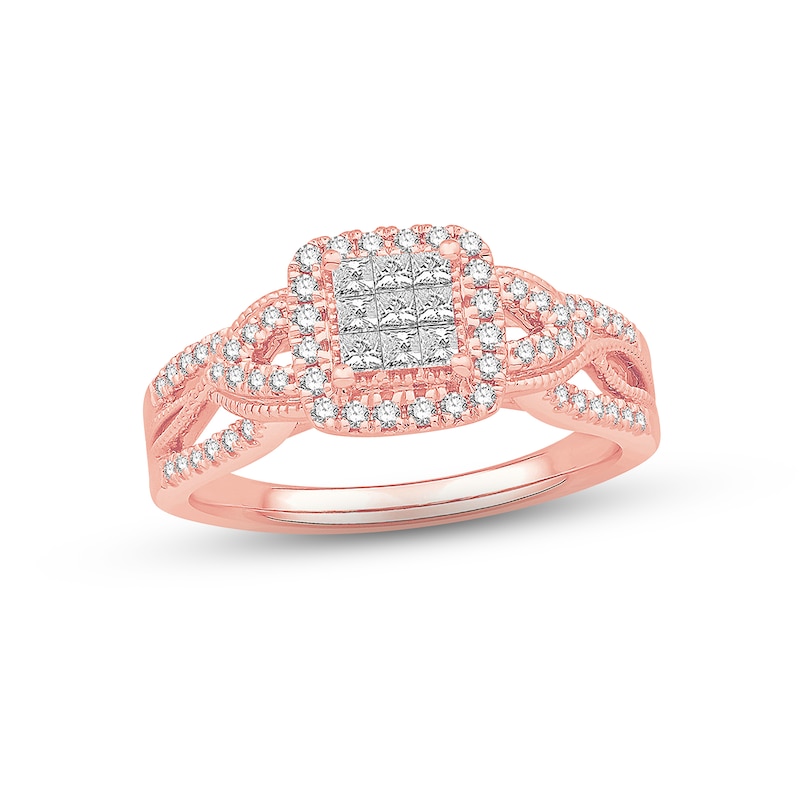 Diamond Engagement Ring 1/2 ct tw Rose Gold Plated