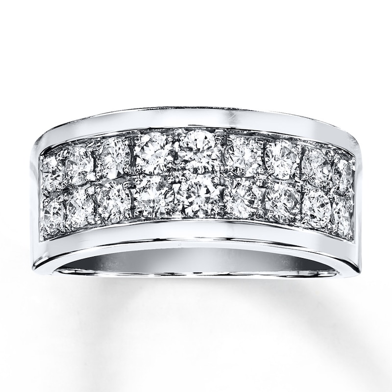 Men's Diamond Wedding Band 1-1/2 ct tw Round-cut White Gold Plated