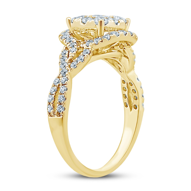 Diamond Engagement Ring 7/8 ct tw Round-cut Yellow Gold Plated