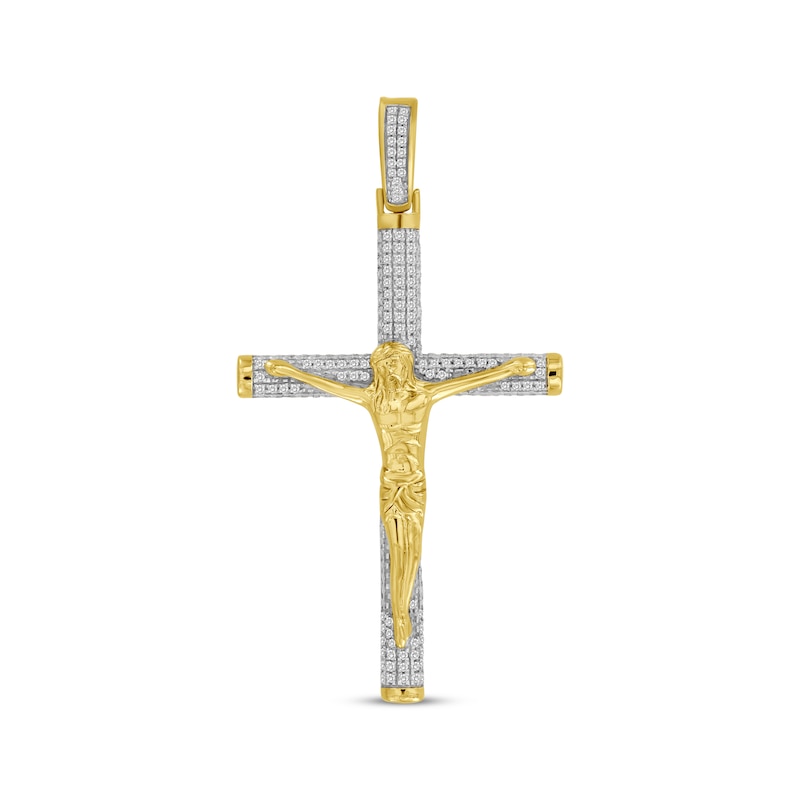 Diamond Crucifix Charm 1/3 ct tw Yellow Gold Plated