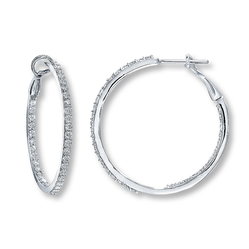 Diamond Earrings 1-3/8 ct tw White Gold Plated