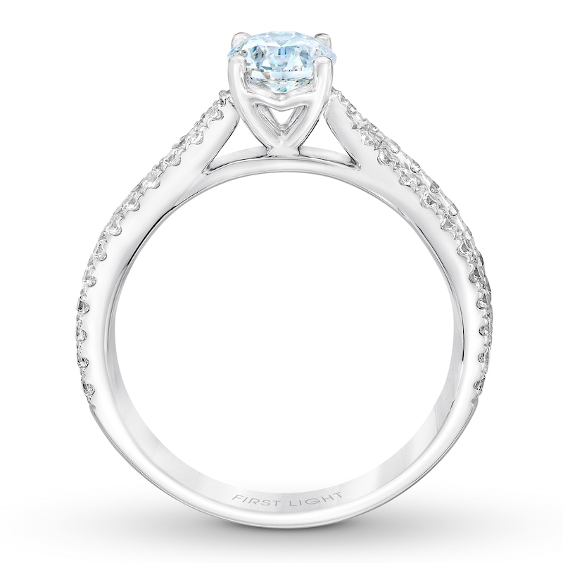 THE LEO First Light Diamond Engagement Ring 1-1/8 ct tw White Gold Plated