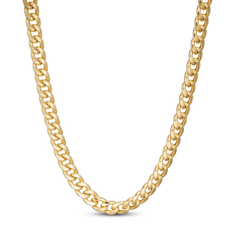 Hollow Cuban Chain Necklace Yellow Gold Plated 24"