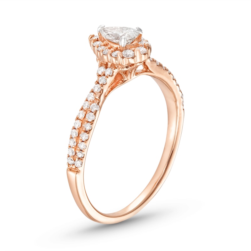 Diamond Engagement Ring 1/2 ct tw Pear/Round Rose Gold Plated