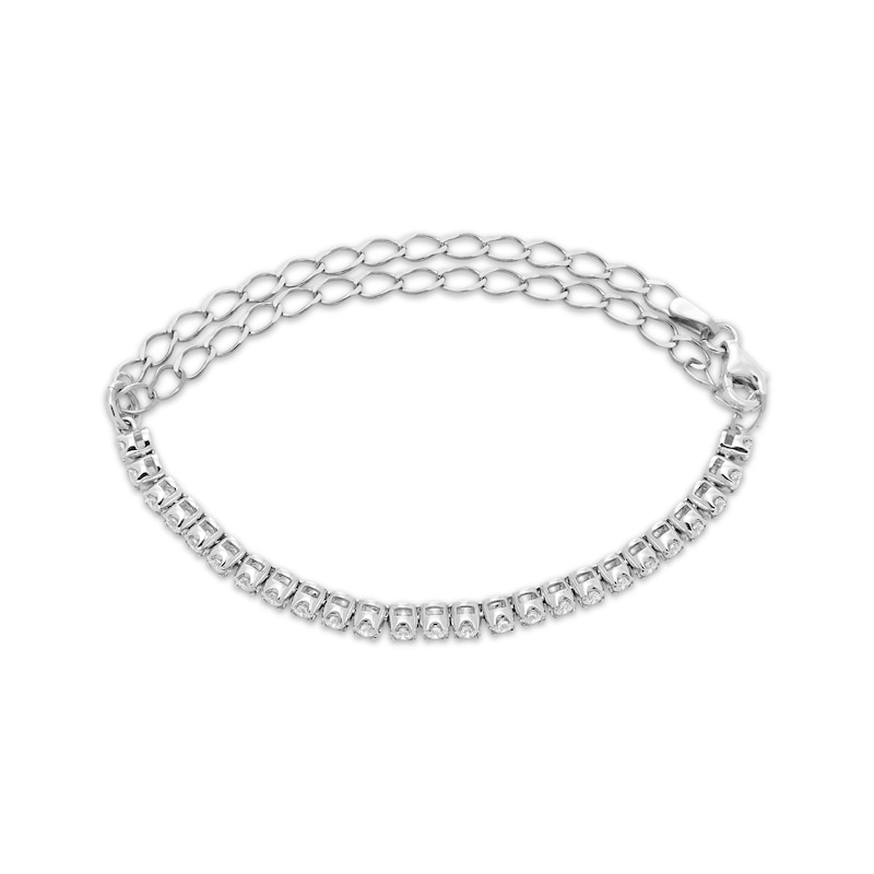 Diamond Adjustable Line Tennis Bracelet 1/2 ct tw White Gold Plated 9"