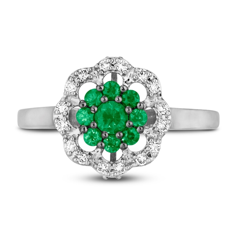 Le Vian Emerald & Diamond Ring 1/10 ct tw Diamonds Vanilla Gold Plated